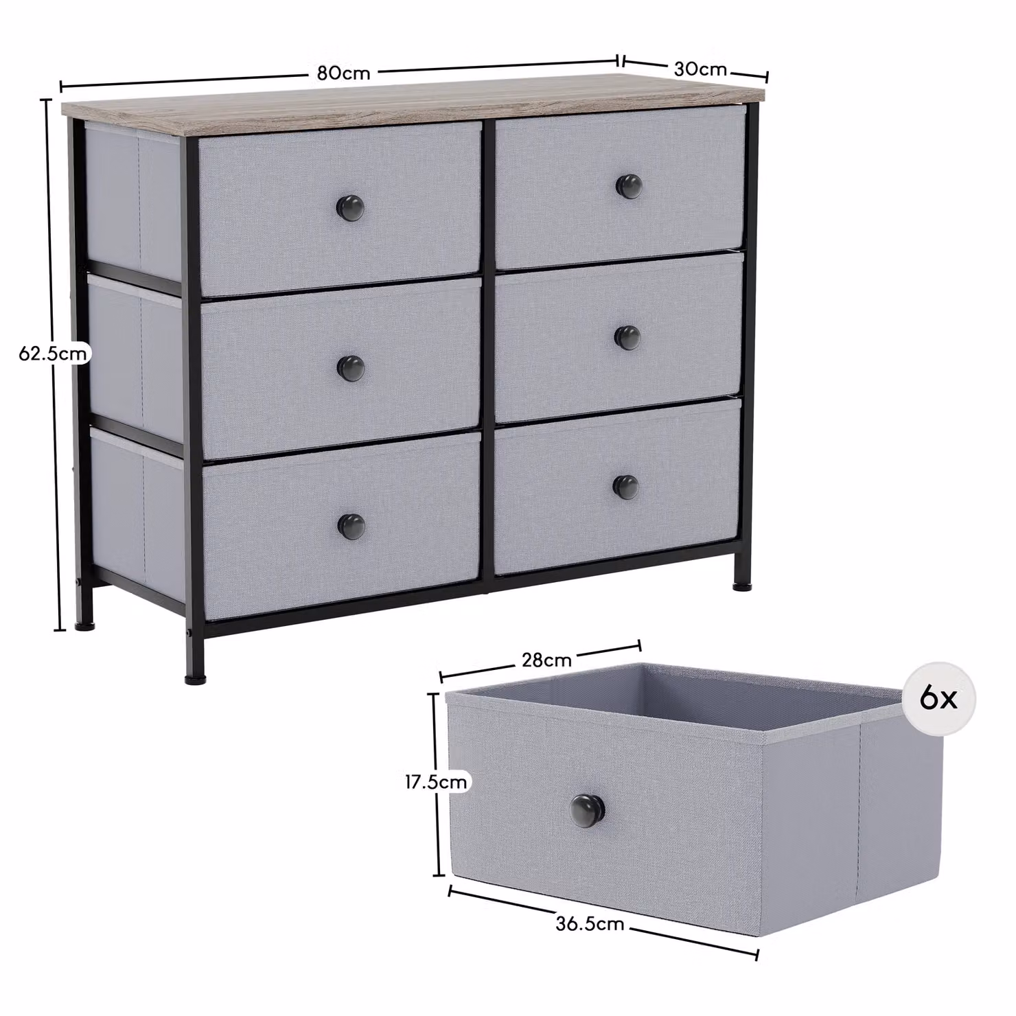 Vida Designs Chorley 6 Drawer Fabric Storage Chest in Beige – 2