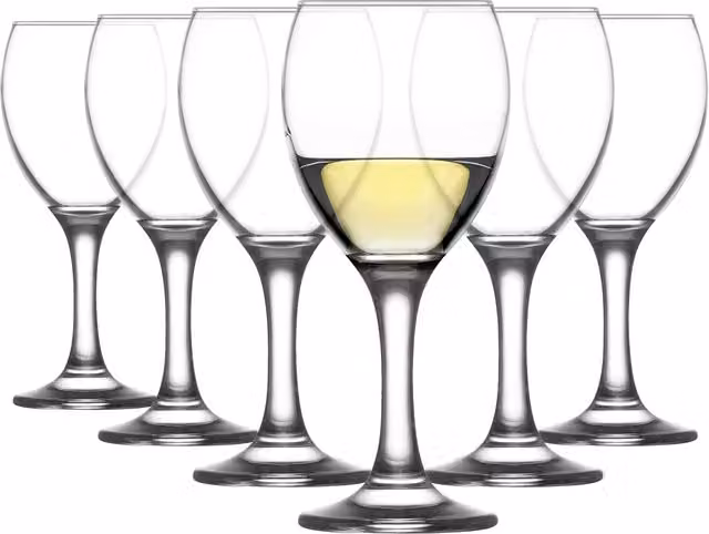 LAV Empire White Wine Glasses, 245 ml, Pack of 6, Clear