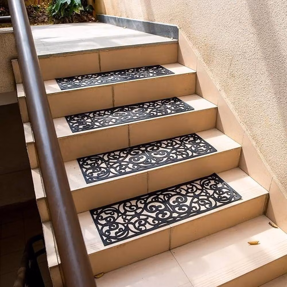 VOGREX Set of 4 Non-Slip Black Rubber Stair Treads – 3