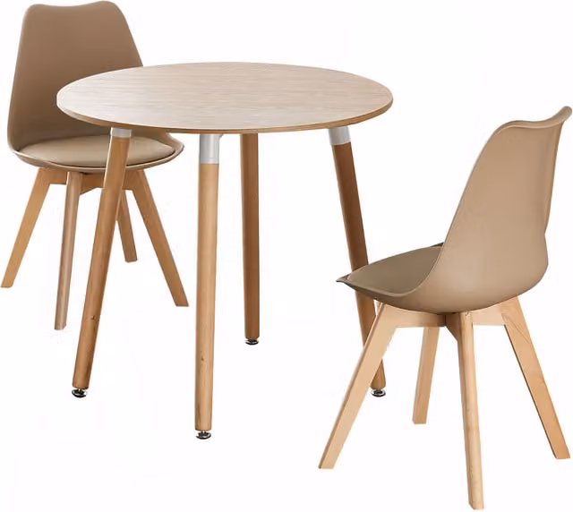 Life Interiors Lorenzo Round Dining Set in Beige with Table and 3 Chairs