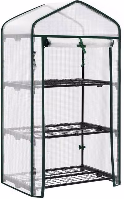 NESTLUNE 3 Tier White Mini Outdoor Garden Greenhouse for Flowers, W/D/H: 100 x 15 x 125 cm – 1