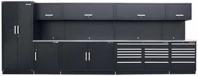 Loops Modular Garage Storage System in Silver Stainless Steel with Hinged Doors and Internal Drawers – 1