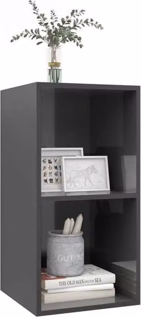 Berkfield Home Practical Wall-mounted TV Cabinet in High Gloss Grey, W/D/H: 37 x 37 x 72 cm