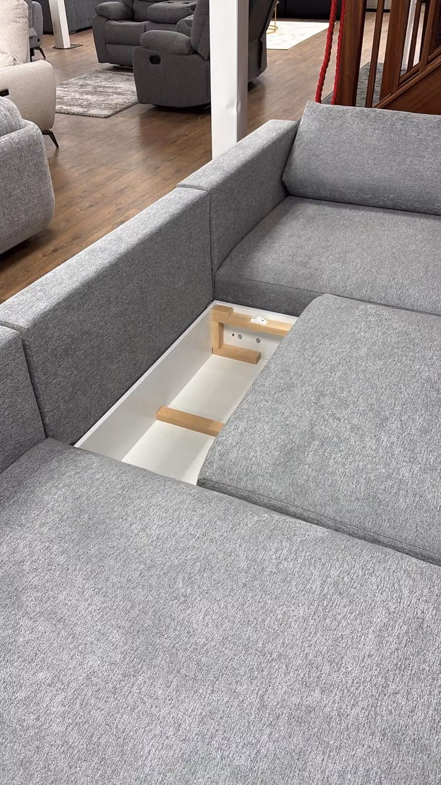 Stratus Interiors Grey Luna Fabric Sofa Bed with Storage and Sleeping Function – 3