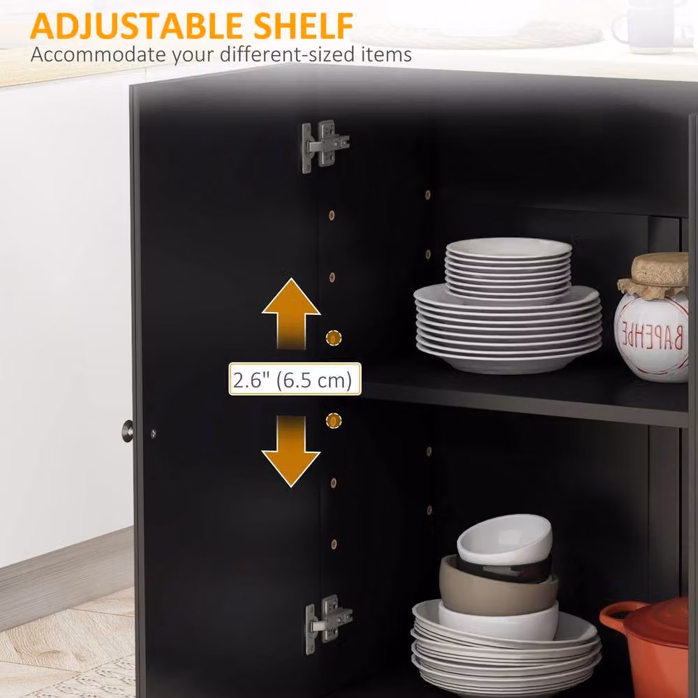 STILVORA Modern Kitchen Trolley with 3 Drawers and Extendable Top in Matt Black – 7