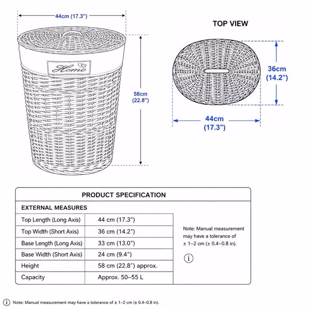 FLAVORA Natural Fibre Laundry Basket with Lid and Removable Fabric Lining in Beige – 2