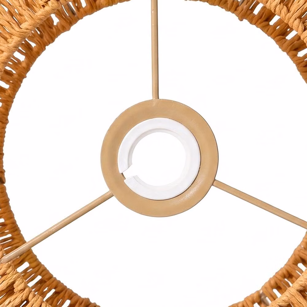 Emitto Boho Woven Cylinder Lamp Shade in Yellow with Paper Rope and Metal – 4