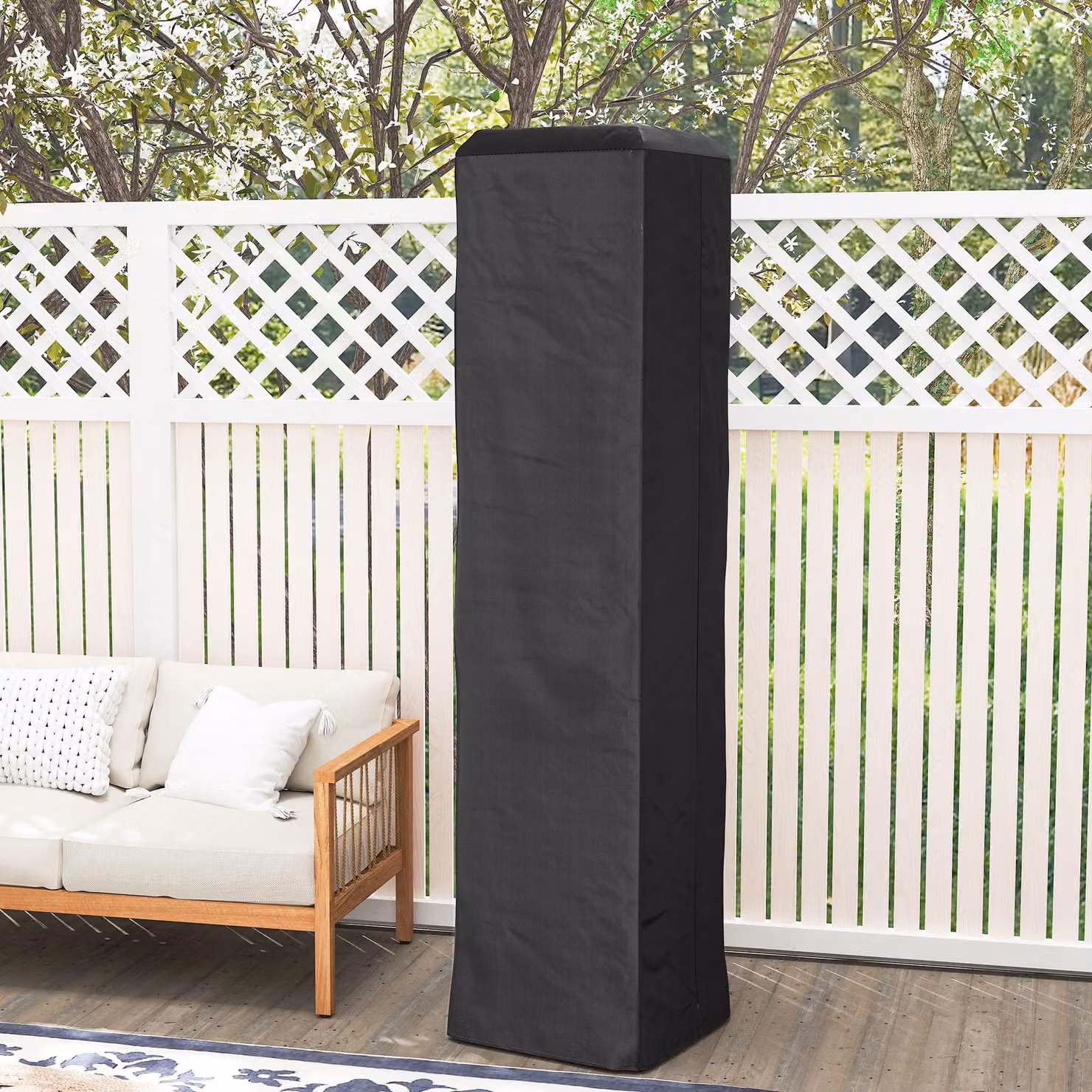 Outsunny Heavy Duty Gas Pyramid Patio Heater Cover in Black, UPF 30+ Oxford Fabric with Zipper, W/D/H: 53 x 53 x 227 cm – 8