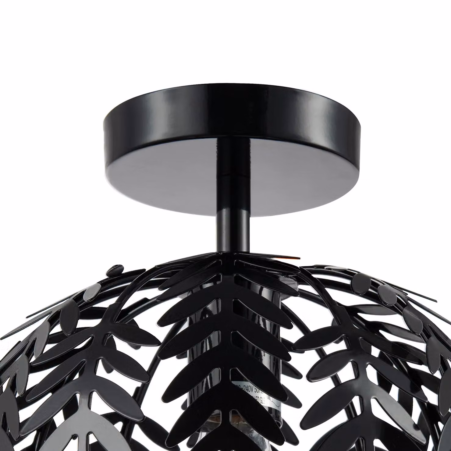 Happy Homewares Contemporary Fern Leaf Design Ceiling Light Fitting in Black Gloss Finish – 4