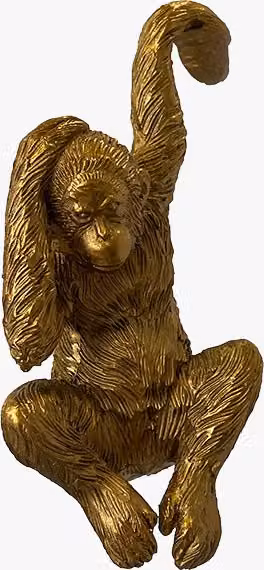 Perch & Parrow Owen Orangutan Gold and White Metal Plant Pot Hanger, Set of Two