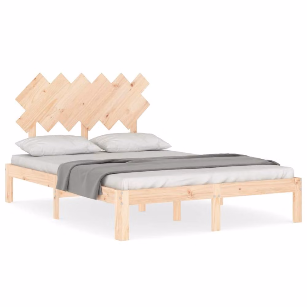 Berkfield Home Beautiful Solid Wood Pine Bed Frame in Beige, W/D/H: 120 x 200 cm – 2