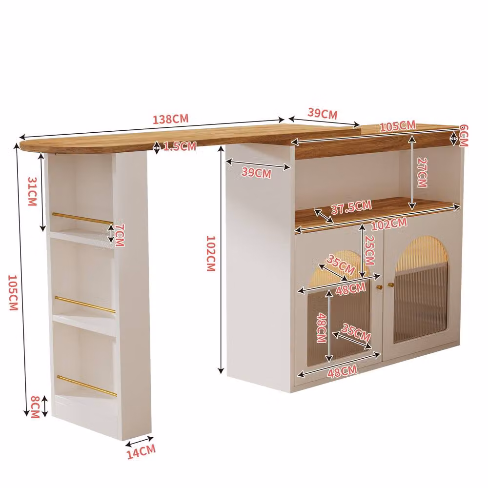 Merax Rotating Breakfast Bar Table with LED Light and Storage in White, W/D/H: 105 x 55 x 39 cm – 2