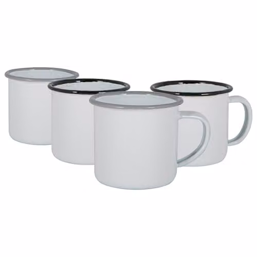 Argon Tableware Enamel Espresso Cup Set, 130ml, Black/Grey