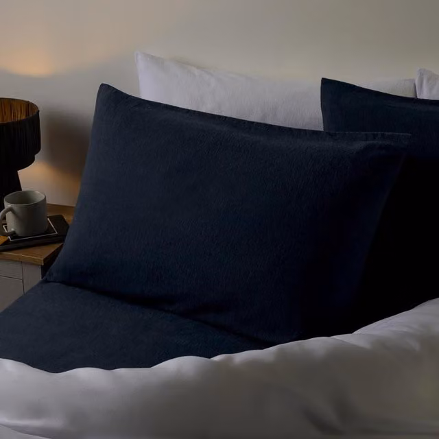OHS Blue Flannel Microfibre Pillowcases for Adults