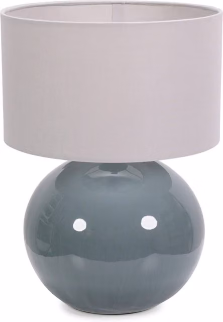 ValueLights Bosco Eucalyptus Ceramic Table Lamp with Grey Fabric Drum Shade