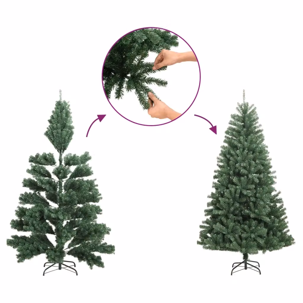 Berkfield Home Artificial Slim Green Christmas Tree with 150 LEDs, Height: 150 cm – 3