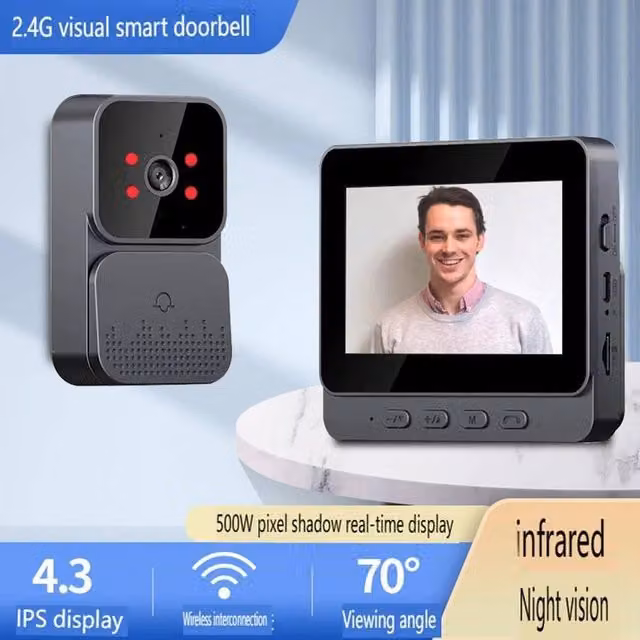 SPETLEK Wireless Video Doorbell with Smart Phone Camera in Black – 1