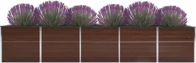 Berkfield Home Garden Galvanised Steel Raised Bed in Brown, W/D/H: 400 x 80 x 77 cm