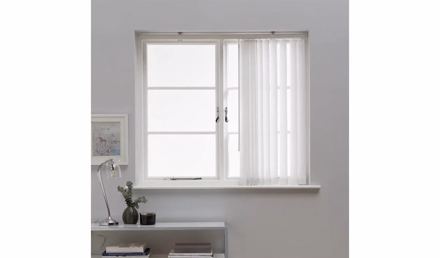 Cheap Furniture Warehouse White Plain Opaque Vertical Blind, Width: 120 cm, Height: 229 cm