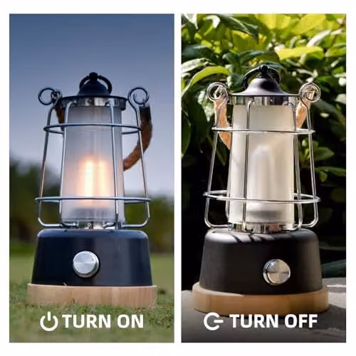 Harper Living Retro Rechargeable LED Camping Lantern, Dimmable and Water Resistant, Black – 8