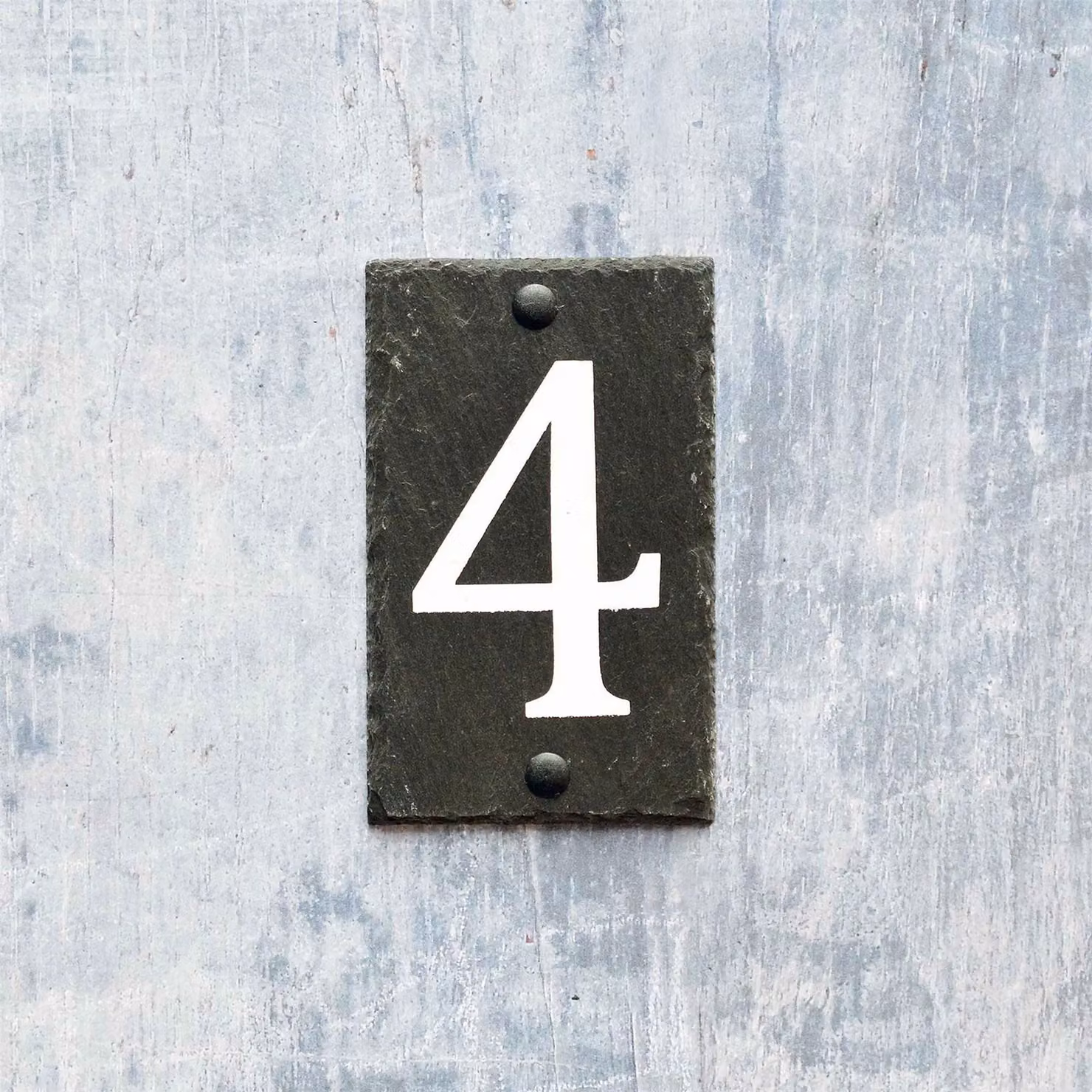 Nicola Spring Rustic Natural Solid Slate House Number 4 Plaque in Grey, W/H: 9 x 14.5 cm – 8