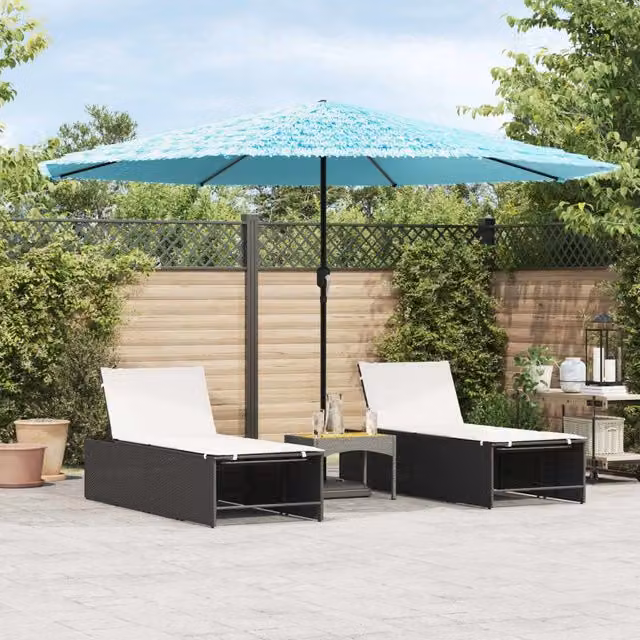 Berkfield Home Garden Parasol with Steel Pole, Blue, W/D/H: 388 x 388 x 248 cm – 1