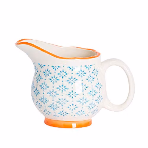 Nicola Spring Hand-Printed Blue Floral Ceramic Milk Jug, 300ml – 1