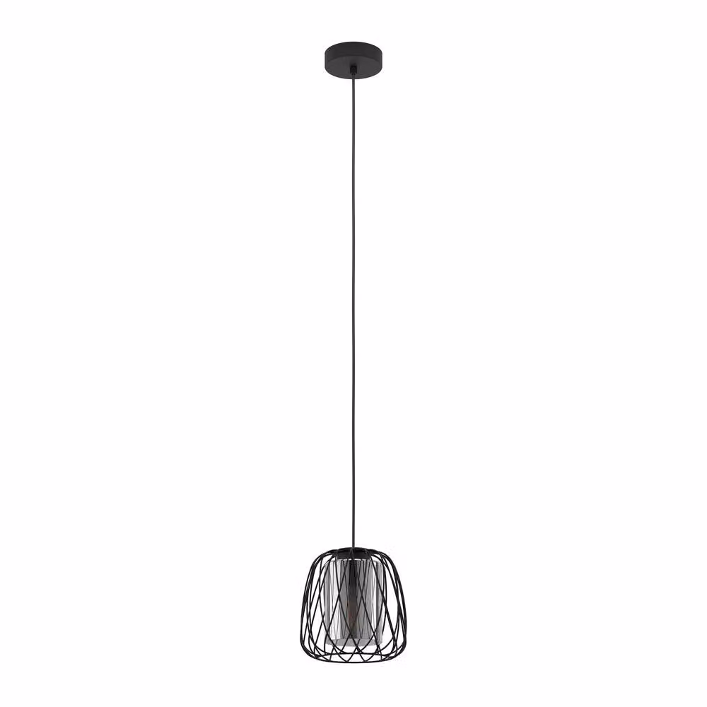 Eglo Floresta Modern Single Pendant Light in Black with Transparent Glass – 2