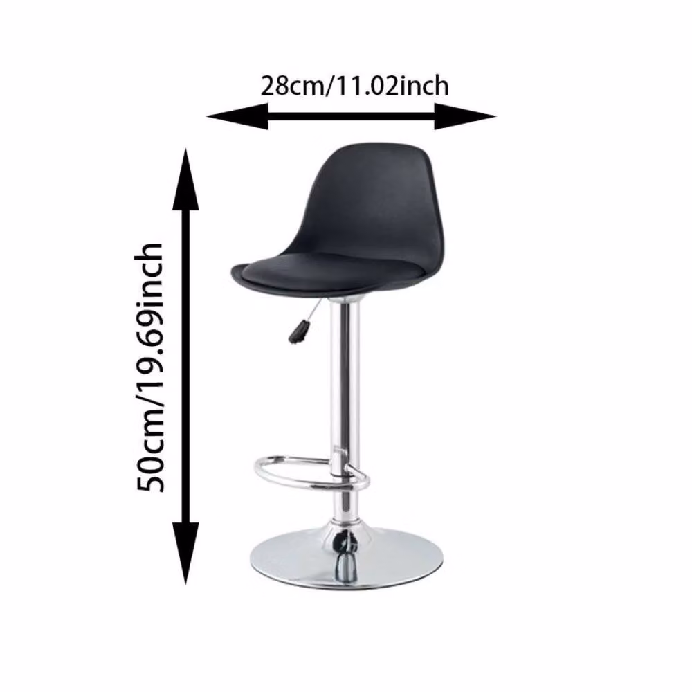 FLAVORA Set of 2 Black Faux Leather Swivel Bar Stools with Height Adjustable Metal Base – 2