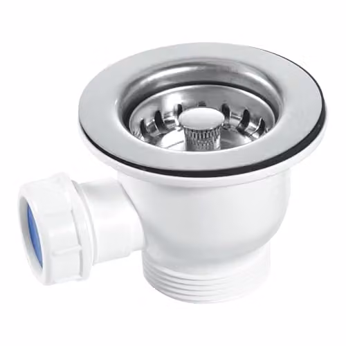 McAlpine 1 1/2 inch Mini Basket Strainer Waste in White or Stainless Steel – 1