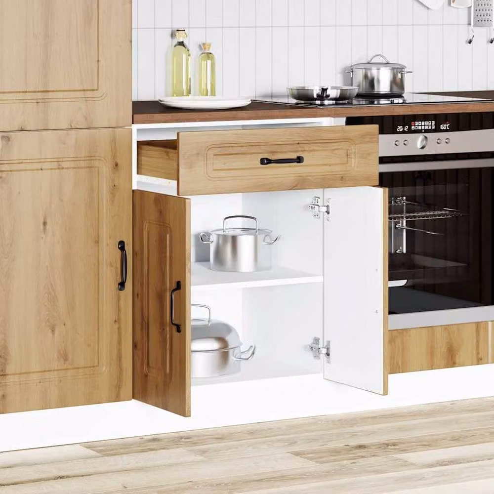 Berkfield Home Kalmar Artisan Oak Kitchen Base Cabinet in Brown – 2