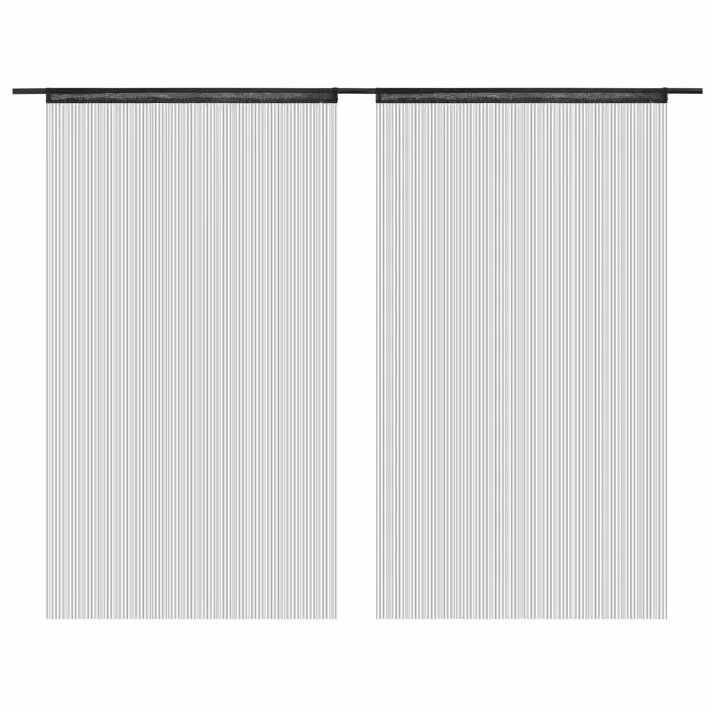 Berkfield Home Black Striped String Curtains, 2 Pack, W: 100 cm, H: 250 cm – 2