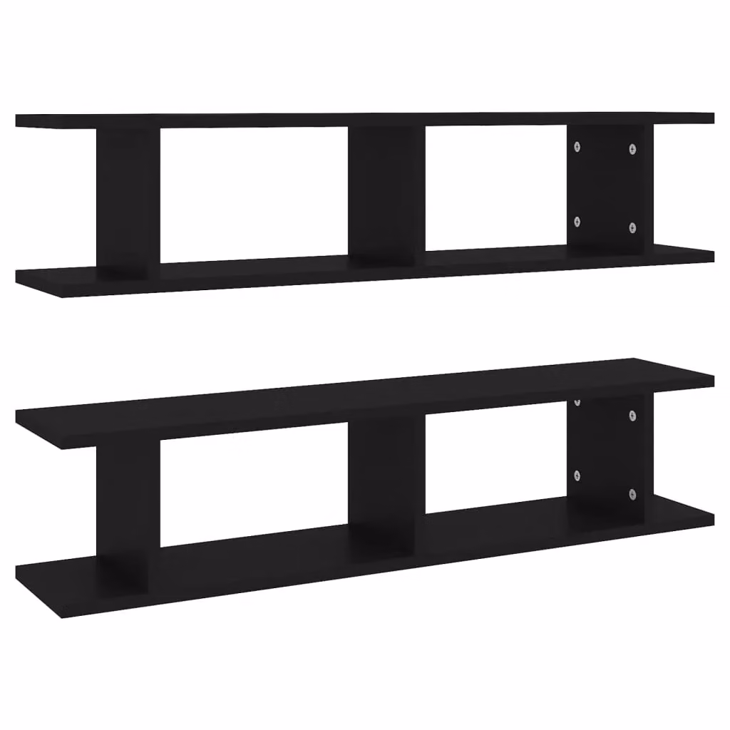 Berkfield Home Wall Mounted Cube Shelves, 2 Pack, Black, W: 90 cm, D: 20 cm, H: 18 cm – 2