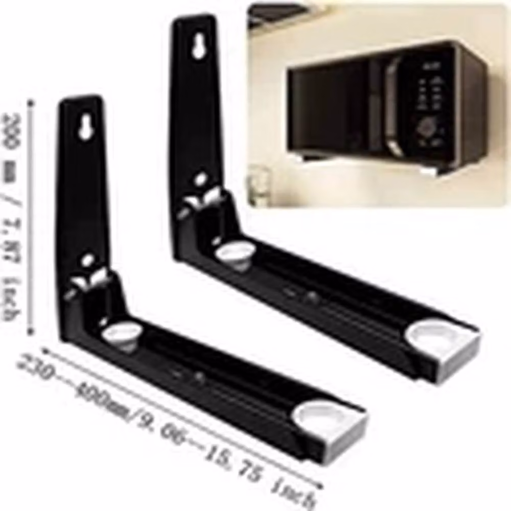 EONLION Wall Mounted Adjustable Metal Microwave and Oven Bracket Holder, Black – 2