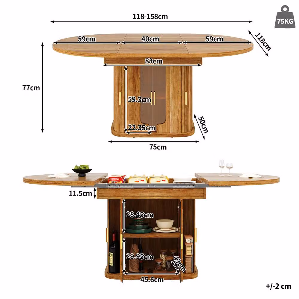 ModernLuxe Extendable Dining Table for 6 People in Light Oak, W: 160 cm, D: 100 cm, H: 77 cm – 4