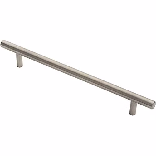 Loops Round T-Bar Pull Handle in Brushed Stainless Steel, Silver, 210 x 10 mm with 160 mm Fixing Centres