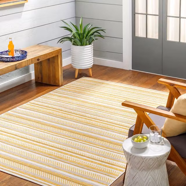 Livabliss Aegean-Global Yellow Round In- & Outdoor Rug, Diameter: 160 cm