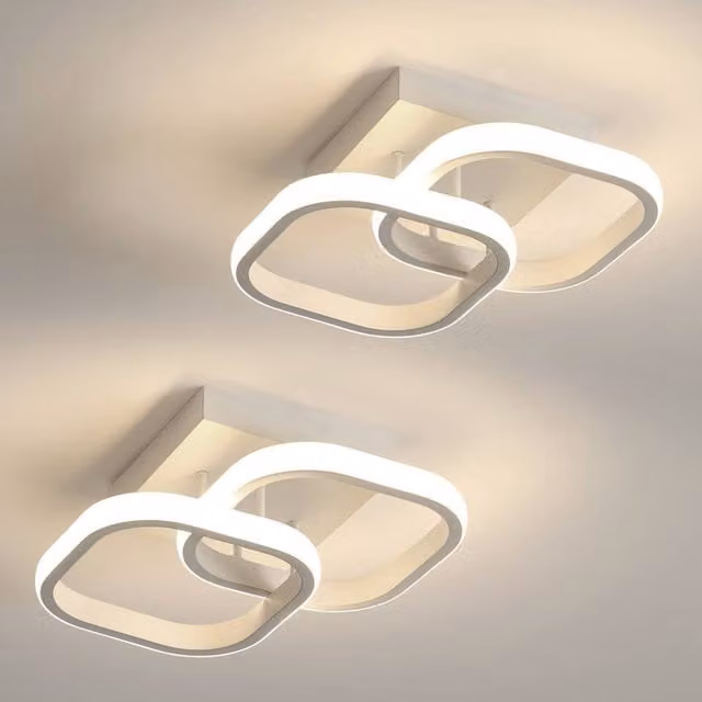 COMELY 2-Pack Modern Square LED Ceiling Lights, 22W, 4500K Natural Light, White – 1
