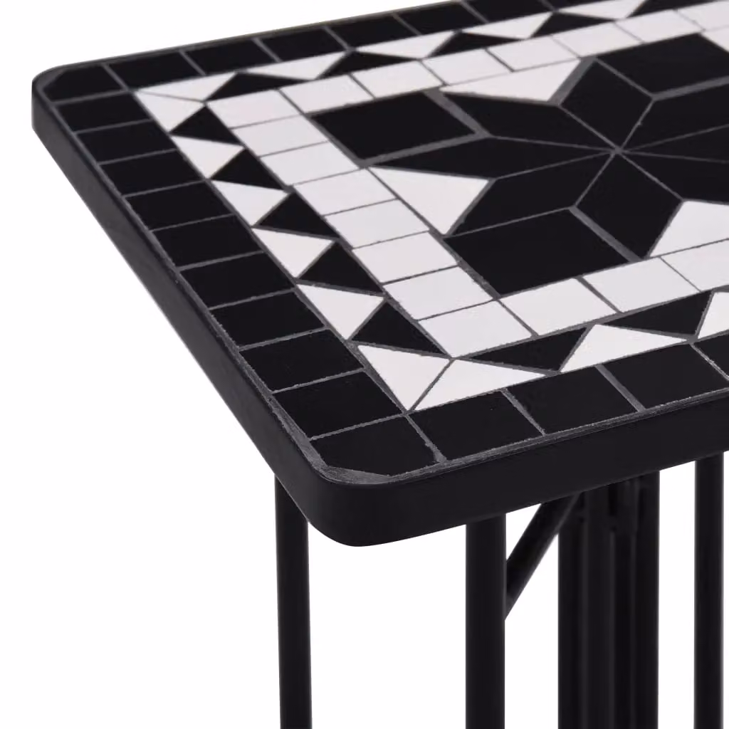 Berkfield Home Mosaic Side Table in Black and White Ceramic and Metal – 3
