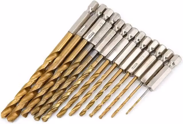 SPETLEK 13-Piece Gold Titanium Coated HSS Steel Twist Drill Bit Set – 1