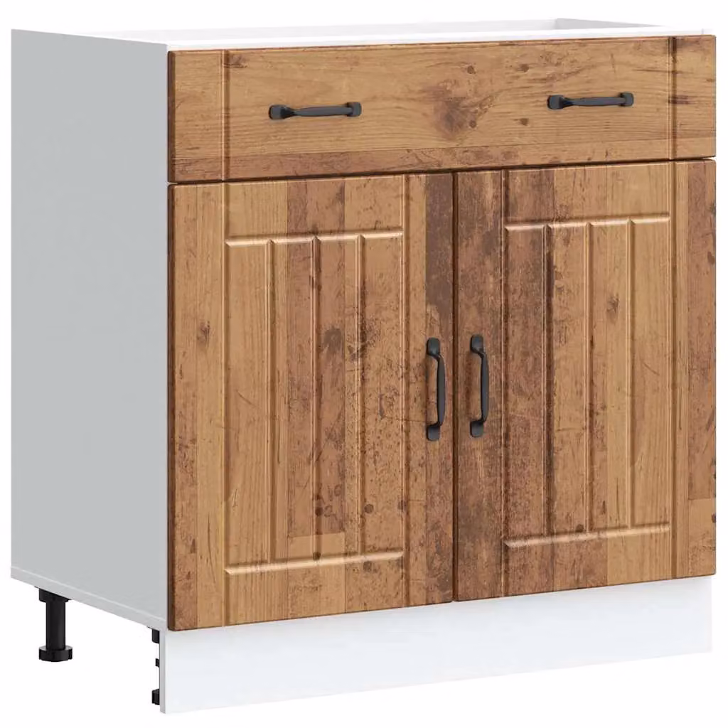 Berkfield Home Lucca Rustic Brown Freestanding Kitchen Sink Unit with Hinged Doors and Internal Shelves – 2