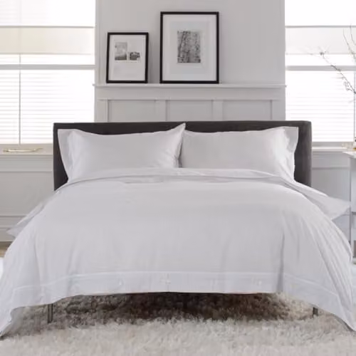 The Lyndon Company Southport 100% Cotton Striped Duvet Cover and Pillowcase Set in Pink and Grey, W/D/H: 200 x 220 cm – 1