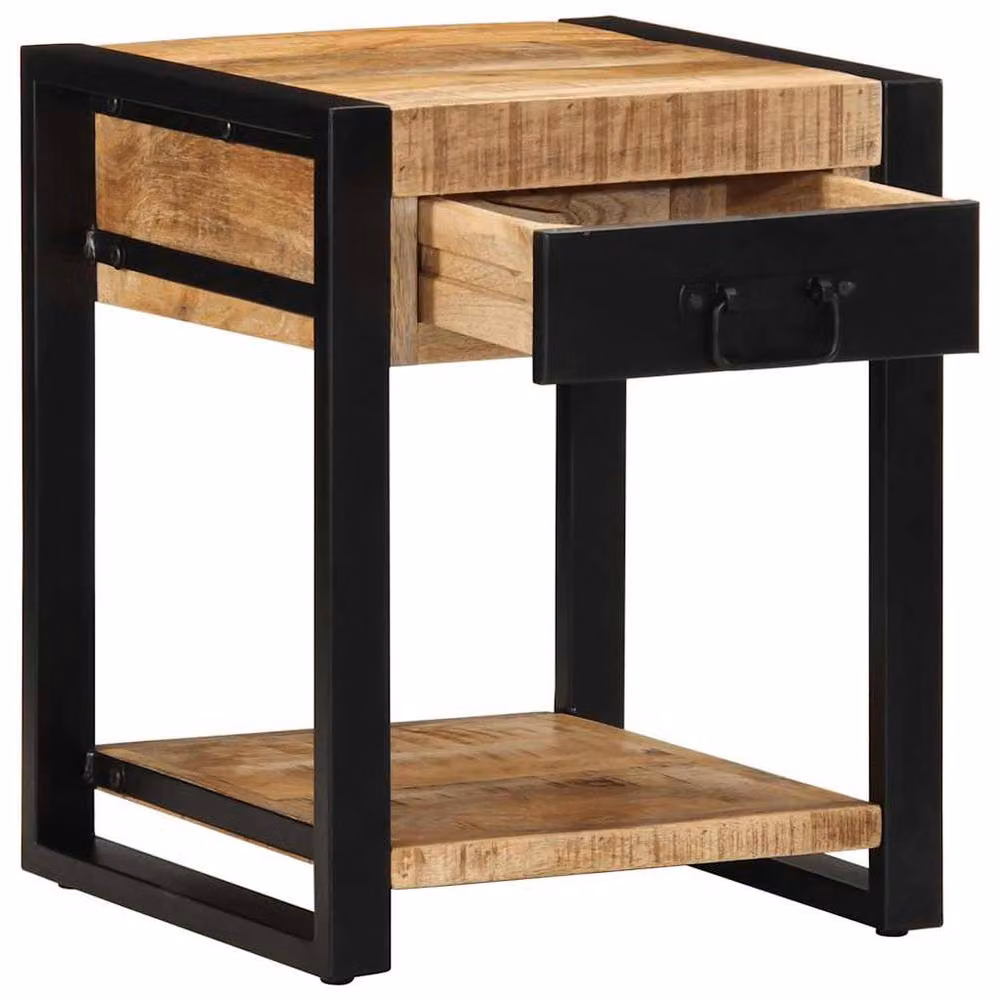 Berkfield Home Rustic Brown Mango Wood Side Table, W/D/H: 40 x 40 x 50 cm – 3