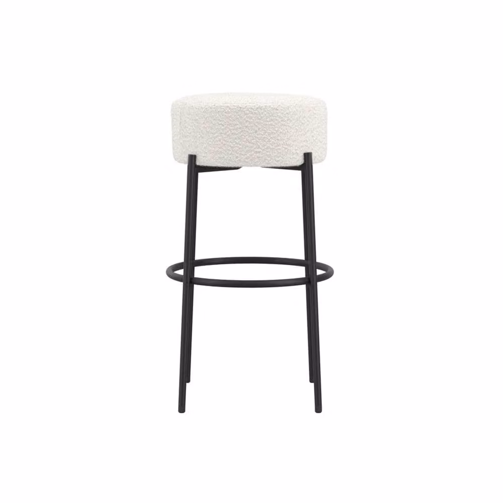 Wyld Haus Tanji Ivory Bouclé Counter Stool with Black Matt Metal Legs – 2