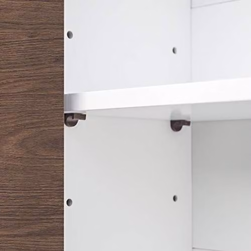 Teamson Home Wall Mounted Wooden Bathroom Medicine Cabinet with Two Hinged Doors and Internal Shelf, Brown and White – 4