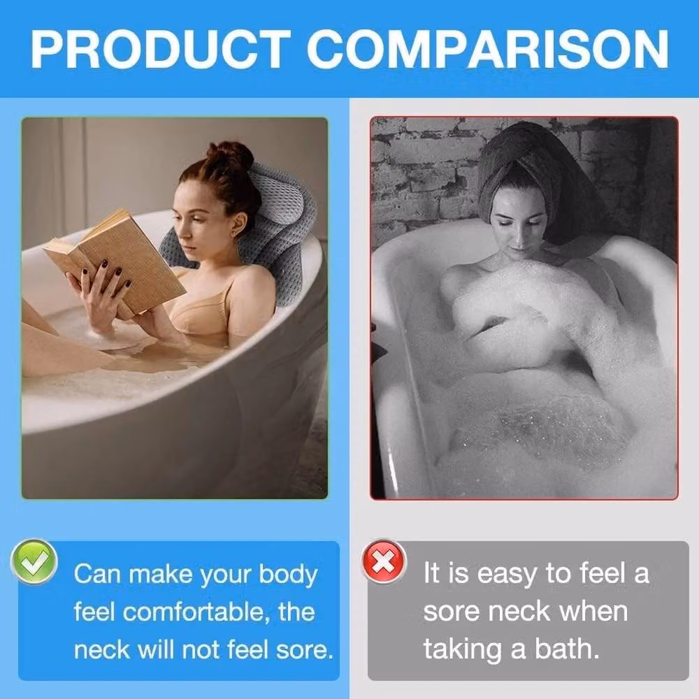 NESTLUNE 4D Ergonomic Bath Pillow with Neck and Back Support in Grey – 5
