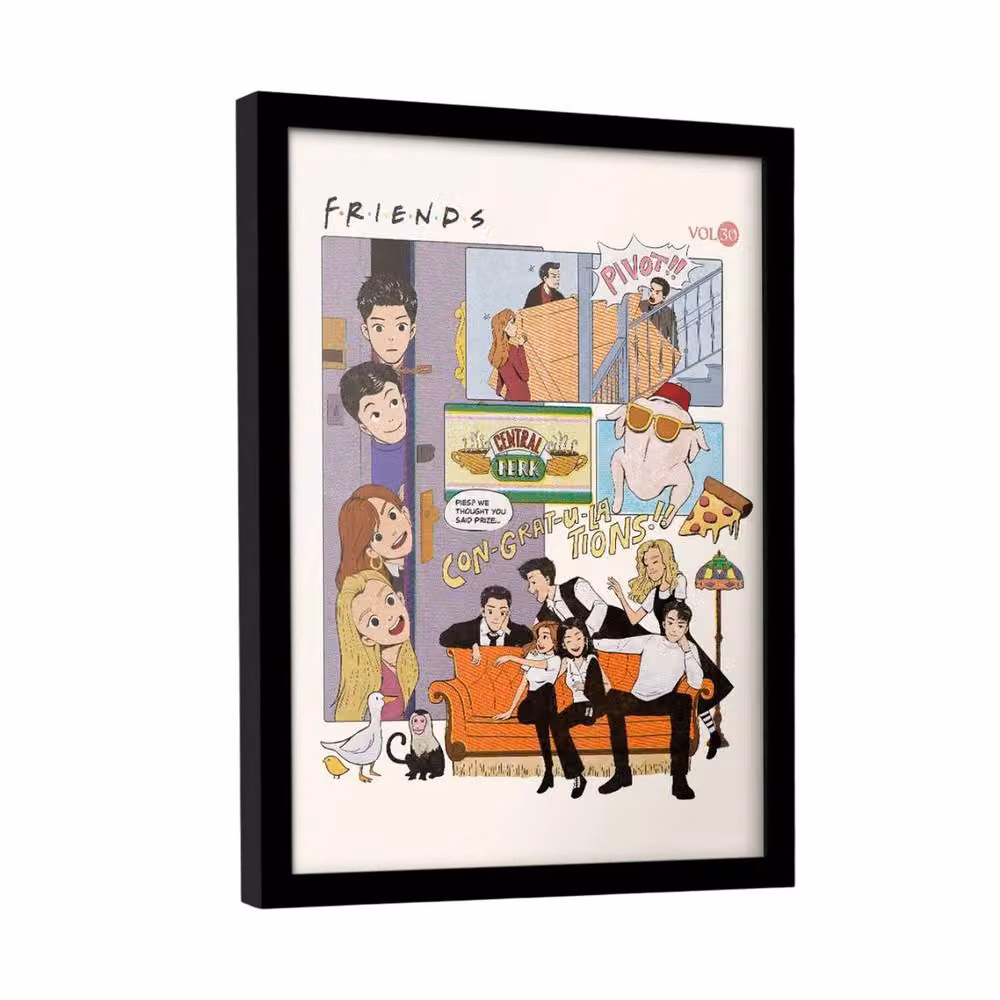 Friends 30 Years Anniversary Comic Framed Multicolour Paper Poster – 2