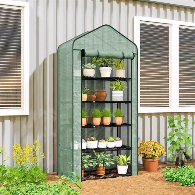 EONLION 5 Tier Widened Mini Freestanding Greenhouse in Green – 1