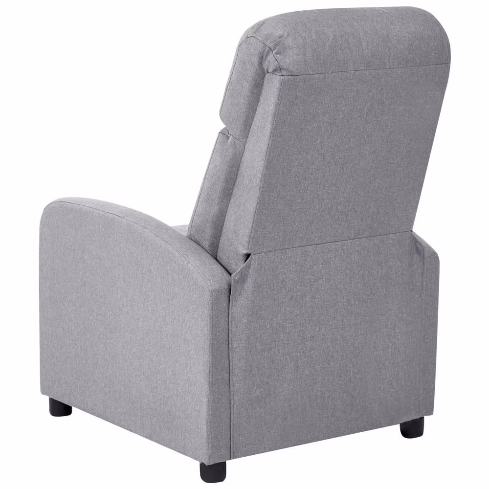 Wyld and Coco Grey Faux Linen Reclining Armchair with Adjustable Backrest and Solid Wood Frame – 3