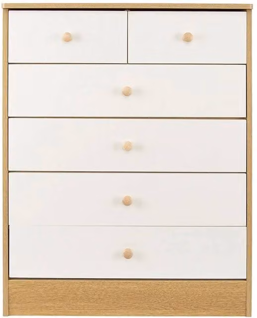 NESTLUNE 5-Tier 6-Drawer Chest of Drawers in White